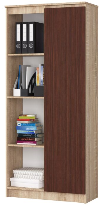 KATHRINE80: Elegantná kombinácia duba Sonoma a wenge v jednom regáli Premýšľate nad novým štýlovým kúskom nábytku pre vašu obývaciu izbu alebo kanceláriu? KATHRINE80, moderná knižnica vyrobená z kvalitného materiálu LTD, je tým pravým riešením. Jej dizajn kombinuje teplé tóny duba Sonoma s hlbokým a elegantným odtieňom wenge, čo jej dodáva jedinečný vzhľad. S rozmermi 180 x 80 x 35 cm a celkom 8 policami< /strong>, z toho časť s plnými dvierkami, ponúka tento regál množstvo úložného priestoru pre vaše knihy, dokumenty a dekorácie. Je ideálny nielen pre veľké miestnosti, ale aj pre menšie priestory, kde chcete maximalizovať svoje možnosti skladovania.  Materiál: LTD Farba: < strong>dub Sonoma + wenge Vybavenie: plné dvierka (skrinka) a 8 políc Rozmer: 180 x 80 x 35 cm  Regál KATHRINE80 je nielen praktickým riešením pre uskladnenie vašich vecí, ale aj skvelým dizajnovým doplnkom, ktorý prinesie do vášho interiéru svieži a moderný nádych .