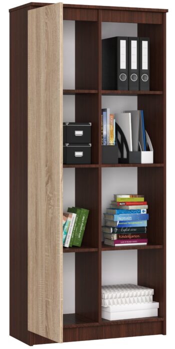 KATHRINE80: Elegancia wenge spojená s prírodným vzhľadom duba Sonoma Potrebujete dokonalý kúsok nábytku, ktorý by sa stal ozdobou vašej obývačky alebo kancelárie? Regál KATHRINE80, luxusná knižnica vyrobená z vysoko kvalitného materiálu LTD, ponúka presne to, čo hľadáte. Kombinácia temného wenge a svetlého duba Sonoma dodáva tomuto nábytku jedinečný a moderný charakter. S rozmermi 180 x 80 x 35 cm a celkom 8 policami, zahŕňajúcou úložný priestor s plnými dvierkami, ponúka tento regál dostatok miesta na uloženie kníh, dekorácií či kancelárskych potrieb. Jeho premyslený dizajn nie je len vizuálne pôsobivý, ale aj plne funkčný.  Materiál: LTD Farba: wenge + dub Sonoma< /strong> Vybavenie: plné dvierka (skrinka) a 8 políc Rozmer: 180 x 80 x 35 cm< /li>  Či už zariaďujete svoju obývačku, kanceláriu alebo pracovňu, KATHRINE80 je skvelou voľbou, ktorá zaujme svojou originalitou a praktickosťou. Obohaťte svoj interiér týmto štýlovým a funkciami nabitým regálom!