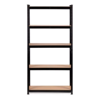 Regál čiernej farby s 5 policami  Hĺbka 30 cm