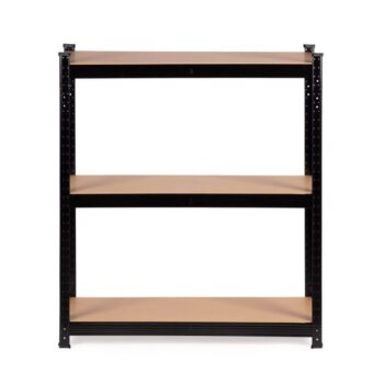 Regál čiernej farby s 5 policami  Hĺbka 30 cm