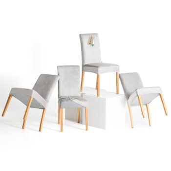 Restilo Napínací potah na židli Sento stříbrná, 48x 48 x 58 + 10 cm, sada 4 ks