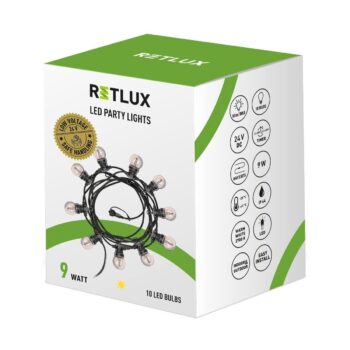 Retlux RGL 115 Party reťaz so žiarovkami, 10x LED žltá​, 5+3 m