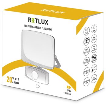 Retlux RSL 251 LED reflektor s PIR senzorom, 133 x 145 x 62 mm, 20 W, 1800 lm