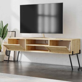 TV stolík KYTIS: Vintage elegancia v nádhernom prevedení duba Uvádzame vám KYTIS – TV stolík, ktorý kombinuje retro a vintage dizajn s praktickými funkciami pre vašu obývaciu izbu. V nádhernom odtieni duba s jemnými detailmi z lesklého kovu tento stolík predstavuje skvost v oblasti nábytku.  Typ tovaru: TV stolík  Materiál: Kvalitný melamín, VT laminát doplnený o prvky z kovu Rozmer: 50.7 x 140 x 35.6 cm – dokonale sa zmestí do každej obývacej izby Farba: Hrejivý dub, ktorý dodá interiéru teplý a príjemný pocit Funkcie: Push to open – pre ľahké a pohodlné otváranie Vybavenie: Priestranný regál a dvoje dvere skrinky pre všetky vaše multimédiá Štýl: Vintage a retro – vdýchnite svojej obývačke nádych starých časov< /li> Tvar: Obdĺžnikový s čistými líniami Hrúbka materiálu: 18mm garantuje robustnosť a dlhú životnosť < strong>Dodatočné informácie: Prekrásne detaily z lesklého kovu  TV stolík KYTIS nielen splní všetky vaše potreby ohľadom úložného priestoru, ale stane sa aj neprehliadnuteľným dizajnovým prvkom vašej obývačky. Urobte svoj interiér neodolateľným s týmto skvelým kúskom nábytku.