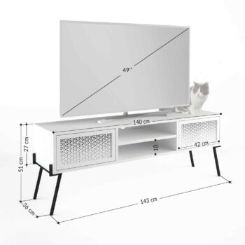 TV stolík KYTIS: Vintage elegancia v nádhernom prevedení duba Uvádzame vám KYTIS – TV stolík, ktorý kombinuje retro a vintage dizajn s praktickými funkciami pre vašu obývaciu izbu. V nádhernom odtieni duba s jemnými detailmi z lesklého kovu tento stolík predstavuje skvost v oblasti nábytku.  Typ tovaru: TV stolík  Materiál: Kvalitný melamín, VT laminát doplnený o prvky z kovu Rozmer: 50.7 x 140 x 35.6 cm – dokonale sa zmestí do každej obývacej izby Farba: Hrejivý dub, ktorý dodá interiéru teplý a príjemný pocit Funkcie: Push to open – pre ľahké a pohodlné otváranie Vybavenie: Priestranný regál a dvoje dvere skrinky pre všetky vaše multimédiá Štýl: Vintage a retro – vdýchnite svojej obývačke nádych starých časov< /li> Tvar: Obdĺžnikový s čistými líniami Hrúbka materiálu: 18mm garantuje robustnosť a dlhú životnosť < strong>Dodatočné informácie: Prekrásne detaily z lesklého kovu  TV stolík KYTIS nielen splní všetky vaše potreby ohľadom úložného priestoru, ale stane sa aj neprehliadnuteľným dizajnovým prvkom vašej obývačky. Urobte svoj interiér neodolateľným s týmto skvelým kúskom nábytku.