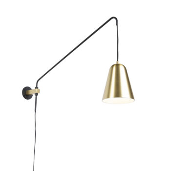 Retro nástenná lampa zlatá/mosadzná s tienidlom - Demi