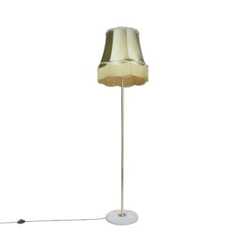 Retro stojaca lampa mosadz s tienidlom Granny zelená 45 cm - Kaso