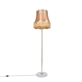 Retro stojaca lampa mosadz so tienidlom Granny zlatá 45 cm - Kaso