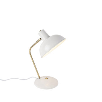 Retro stolná lampa biela s bronzom - Milou