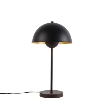 Retro stolná lampa čierna so zlatom - Magnax