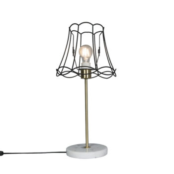 Retro stolná lampa mosadz s rámom Granny čierny 25 cm - Kaso