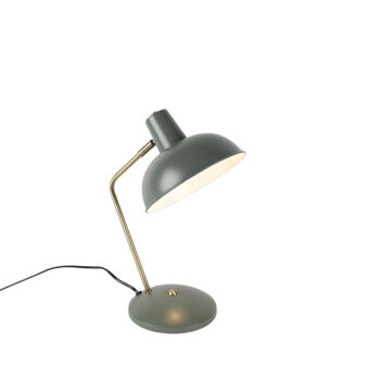 Retro stolná lampa zelená s bronzom - Milou