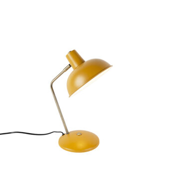 Retro stolná lampa žltá s bronzom - Milou