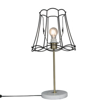 Retro stolová lampa mosadz s rámom Granny čierny 30 cm - Kaso
