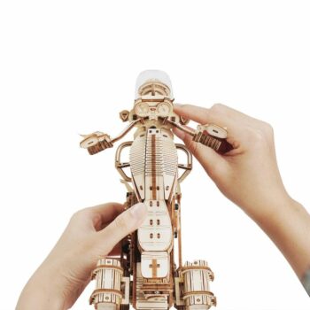 RoboTime 3D drevené mechanické puzzle Motorka (cruiser)