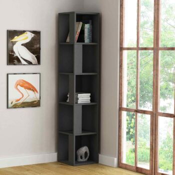 RENO - Moderný rohový regál vo farbe antracit pre vašu obývaciu izbu Materiál: Výberový melamín a VT laminát, čo zaisťuje odolnosť, dlhú životnosť a jednoduchú údržbu. Rozmery: 158.9 x 31.4 x 31.4 cm - ideálne pre efektívne využitie priestoru v obývacej izbe bez kompromisov v kapacite. Farba: Antracit - temný, ale elegantný odtieň, ktorý dodá vášmu interiéru moderný a sofistikovaný vzhľad. Design: Rohový tvar so 4 priestrannými policami umožňuje usporiadanie kníh, dekorácií a ďalších predmetov. Vďaka hrúbke materiálu 18mm je regál extrémne stabilný a trvanlivý.  Skvelá voľba pre obývaciu izbu 4 police pre maximálnu organizáciu Štýlový antracitový odtieň Robustná konštrukcia z kvalitného melamínu a VT laminátu  Oživte svoju obývačku s moderným regálom RENO vo farbe antracit a kúpte si úložný priestor, ktorý vyzerá skvele!