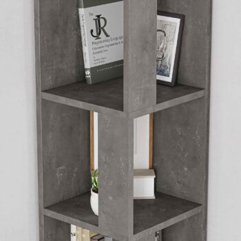 RENO - Elegantný rohový regál pre vašu obývaciu izbu Materiál: Kvalitný melamín a VT laminát, čo zaisťuje dlhú životnosť a odolnosť voči poškodeniu.  Rozmery: 158.9 x 31.4 x 31.4 cm - ideálna veľkosť pre usporiadanie vašich kníh, dekorácií a ďalších drobností. Farba: Retro šedá - moderná a vždy v móde, skvele sa hodí do každého interiéru. Design: Unikátny rohový dizajn so 4 poličkami ponúka dostatok úložného priestoru bez toho, aby zabral veľa miesta v miestnosti. S hrúbkou materiálu 18mm je tento regál tiež veľmi stabilný.  Vhodný do obývacej izby 4 pevné police pre maximálne usporiadanie Kvalitný melamín a VT laminát  Štýlová retro šedá farba  Nechajte svoju obývačku žiariť s novým RENO regálom!