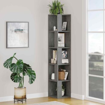 RENO - Elegantný rohový regál pre vašu obývaciu izbu Materiál: Kvalitný melamín a VT laminát, čo zaisťuje dlhú životnosť a odolnosť voči poškodeniu.  Rozmery: 158.9 x 31.4 x 31.4 cm - ideálna veľkosť pre usporiadanie vašich kníh, dekorácií a ďalších drobností. Farba: Retro šedá - moderná a vždy v móde, skvele sa hodí do každého interiéru. Design: Unikátny rohový dizajn so 4 poličkami ponúka dostatok úložného priestoru bez toho, aby zabral veľa miesta v miestnosti. S hrúbkou materiálu 18mm je tento regál tiež veľmi stabilný.  Vhodný do obývacej izby 4 pevné police pre maximálne usporiadanie Kvalitný melamín a VT laminát  Štýlová retro šedá farba  Nechajte svoju obývačku žiariť s novým RENO regálom!