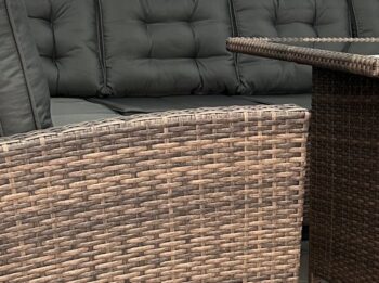 Rohový záhradný ratanový set v štýlovej hnedej farbe