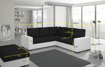 Rohová sedačka KANES 01 sa vyznačuje jednoduchými, ale zato ostrými modernými líniami. Sedačka je rozkladacia, ložná plocha po rozložení je 195 x 135 cm. Sedačka je vybavená aj úložným priestorom. Rozmer š/h/v 240/240/90 cm. Sedák je tvorený bonelovou pružinou. Sedačka je univerzálna - nie je potrebné zvoliť si umiestnenie rohu.Cena je za kombináciu látok Berlin 01 + biela ekokoža Soft 017. V ponuke aj kombinácia Kanes 02.VIDEO s ukážkou rozkladu sedačky KANES si môžete pozrieť TU.