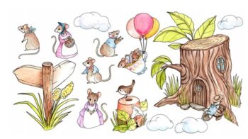 Rozkošná detská nálepka na stenu myšia rodinka 120 x 240 cm