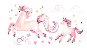 Rozprávková nálepka na stenu čarovné jednorožce 120 x 240 cm