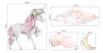 Rozprávková nálepka na stenu pre dievčatko jednorožec XXL