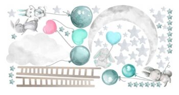 Roztomilá detská nálepka na stenu veselá nočná oblaha 80 x 160 cm