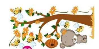 Roztomilá nálepka na stenu smutný medvedík a včely 100 x 200 cm