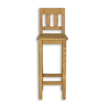 Barová stolička Rustik KT708 je vyrobená z masívneho borovicového dreva. Táto ergonomická a stabilná stolička je vypracovaná tak, aby užívateľovi poskytla čo najvyšší komfort. Výborne sa hodí do kuchynských kútov vybavených vysokým pultom oddeľujúcim priestor medzi kuchyňou a obývačkou.Nábytok je pokrytý prírodným včelím voskom, ktorý vytvára ochrannú vrstvu proti vlhkosti, a zároveň sa stará o drevo. Vďaka ošetreniu voskovaním dokážeme zvýrazniť prirodzenú štruktúru dreva a prehĺbiť jeho prirodzenú farbu. Včelí vosk je prírodný produkt, voskovaný nábytok tak získava antistatické vlastnosti – menej sa na jeho povrchu usádza prach. Ďalšou výhodou voskovaného nábytku je jeho hodvábne hladký povrch a príjemná vôňa prírodného dreva.Rozmery: (ŠxVxH): 38 x 115 x 43 cm.Nábytok dodávame zložený. V našej ponuke nájdete ďalšie prvky krásneho sektoru Rustik, vďaka ktorému si zariadite pracovňu, obývačku, či spálňu v jedinečnom štýle.