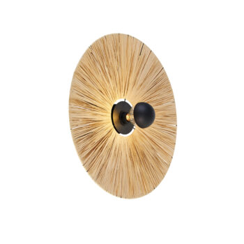 Rustikálna nástenná lampa čierna s lanom 60 cm - Leia