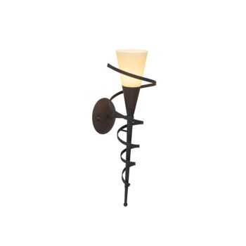 Rustikálna nástenná lampa hrdzavohnedá s krémovým sklom - Castle
