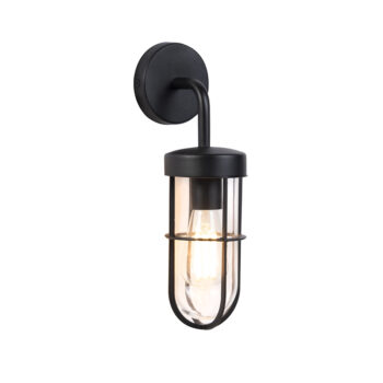 Rustikálna vonkajšia nástenná lampa čierna so sklom - Elza