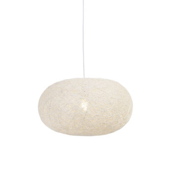 Rustikálne závesné svietidlo biele 50 cm - Corda Flat