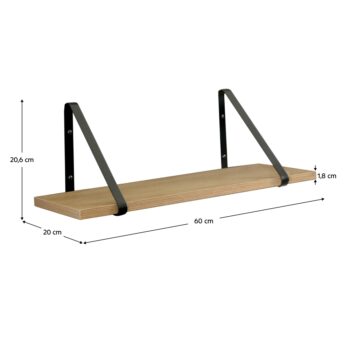 KONDELA Sagira polica čierna / dub – Obrázok 5