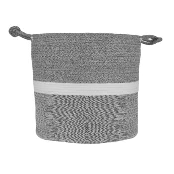 Pletený kôš Sago s rozmermi 40x37 cm v elegantnej kombinácii sivej a bielej farby je ideálnym doplnkom pre váš interiér. Tento moderný kôš od značky KONDELA je navrhnutý tak, aby spĺňal nielen estetické, ale aj praktické požiadavky na úložný priestor.