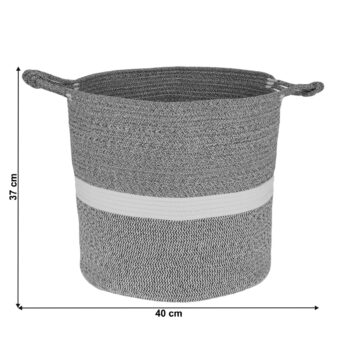 Pletený kôš Sago s rozmermi 40x37 cm v elegantnej kombinácii sivej a bielej farby je ideálnym doplnkom pre váš interiér. Tento moderný kôš od značky KONDELA je navrhnutý tak, aby spĺňal nielen estetické, ale aj praktické požiadavky na úložný priestor.