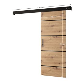 Posuvné dvere SALDOR 90 1 sú skvelou voľbou pre efektívne využitie priestoru alebo elegantné oddelenie dvoch miestností. Vyrobené sú z kvalitnej laminovanej DTD dosky v prevedení dub artisan. Rozmery dverí sú (ŠxV): 90x204 cm, pričom hrúbka materiálu…