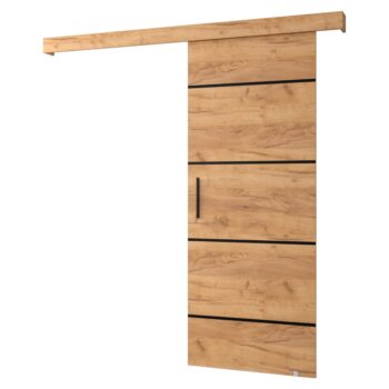 Posuvné dvere SALDOR 90 4 sú skvelou voľbou pre efektívne využitie priestoru alebo elegantné oddelenie dvoch miestností. Vyrobené sú z kvalitnej laminovanej DTD dosky v prevedení dub craft zlatý a čierna. Rozmery dverí sú (ŠxV): 90x204…