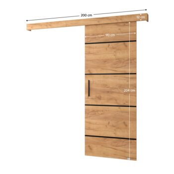 Posuvné dvere SALDOR 90 4 sú skvelou voľbou pre efektívne využitie priestoru alebo elegantné oddelenie dvoch miestností. Vyrobené sú z kvalitnej laminovanej DTD dosky v prevedení dub craft zlatý a čierna. Rozmery dverí sú (ŠxV): 90x204…