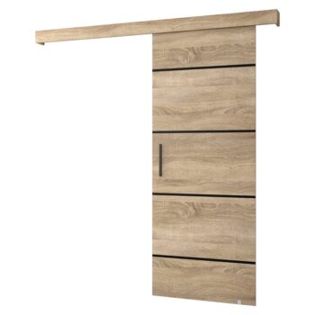 Posuvné dvere SALDOR 90 4 sú skvelou voľbou pre efektívne využitie priestoru alebo elegantné oddelenie dvoch miestností. Vyrobené sú z kvalitnej laminovanej DTD dosky v prevedení dub sonoma a čierna. Rozmery dverí sú (ŠxV): 90x204 cm,…