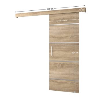 Posuvné dvere SALDOR 90 4 sú skvelou voľbou pre efektívne využitie priestoru alebo elegantné oddelenie dvoch miestností. Vyrobené sú z kvalitnej laminovanej DTD dosky v prevedení dub sonoma a strieborná. Rozmery dverí sú (ŠxV): 90x204 cm…