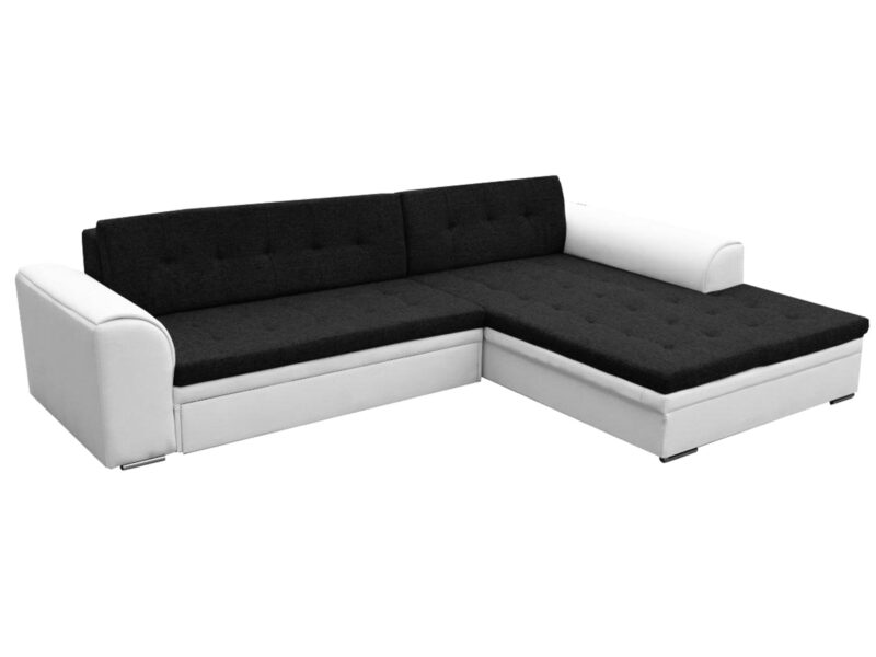 SALERNO-P-ROHOVA-SEDACKA-CIERNA-SAWANA-14-BIELA-SOFT-17-NABBI-1 NABBI Salerno P rohová sedačka s rozkladom čierna / biela – Obrázok 1