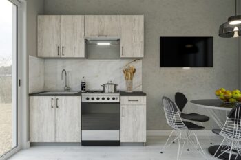 Moderná kuchyňa Salvia vás zaujme svojim praktickým a zároveň štýlovým prevedením. Je vhodná do moderných interiérov. Disponuje množstvom úložného priestoru.Výška horných skriniek: 40,72 cm. Hĺbka: 30/32 cm. Výška dolných skriniek: 82 cm. Hĺbka: 46 cm.Sokel nie je v cene zostavy.Rozmery zostavy (š,h): 180 x 48 cm.Kuchynské skrinky sú vyrobené z kvalitných LTD dosiek. Ich údržba je nenáročná. Korpus je v sivej farbe. Dvierka sú vo farbe artwood light. Úchyty sú plastové, v čiernej farbe.Kuchynská zostava je zložená z týchto prvkov:Horná skrinka 80/72 cm, horná digestorová skrinka 60/40 cm, horná skrinka 40/72 cm, dolná drezová skrinka 80/82 cm, dolná skrinka 40/82 cm.Drez a pracovnú dosku je potrebné dokúpiť.Spotrebiče nie sú súčasťou kuchynskej linky.Kuchyňu je možné zakúpiť len ako zostavu.Dodávame v demontovanom stave.