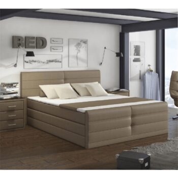 KONDELA Samreno Komfort 180 čalúnená manželská posteľ s matracom svetlohnedá – Obrázok 8