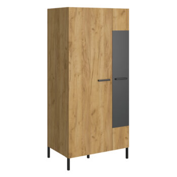 Predstavujeme vám dvojdverovú šatníkovú skriňu Santana 2D, ktorá je ideálnym riešením pre moderné interiéry. Táto skriňa v elegantnom farebnom prevedení dub craft zlatý / antracit prinesie do vášho domova štýlový a funkčný úložný priestor.