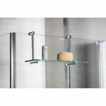 SAPHO 1301-15 závesná sklenená polička na sprchovú zástenu 40 x 18 x 12,5 cm, strieborná