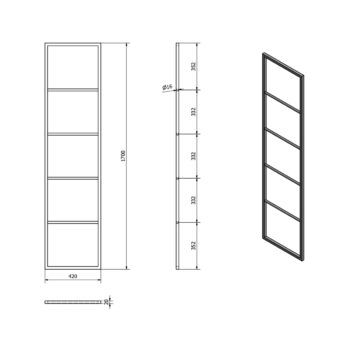SAPHO Ska551 Ska sušiak uterákov na opretie 42 x 170 x 2 cm, čierna mat