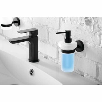 SAPHO XB100 X-Round black dávkovač mydla, mliečne sklo/čierna, 230 ml