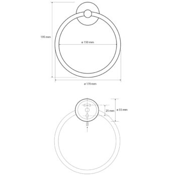 SAPHO XB402 X-Round Black držiak uterákov kruh, čierna